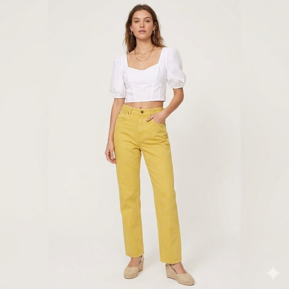 BDG Urban Outfitters Yellow Cowboy Jeans High Rise Straight Leg 28